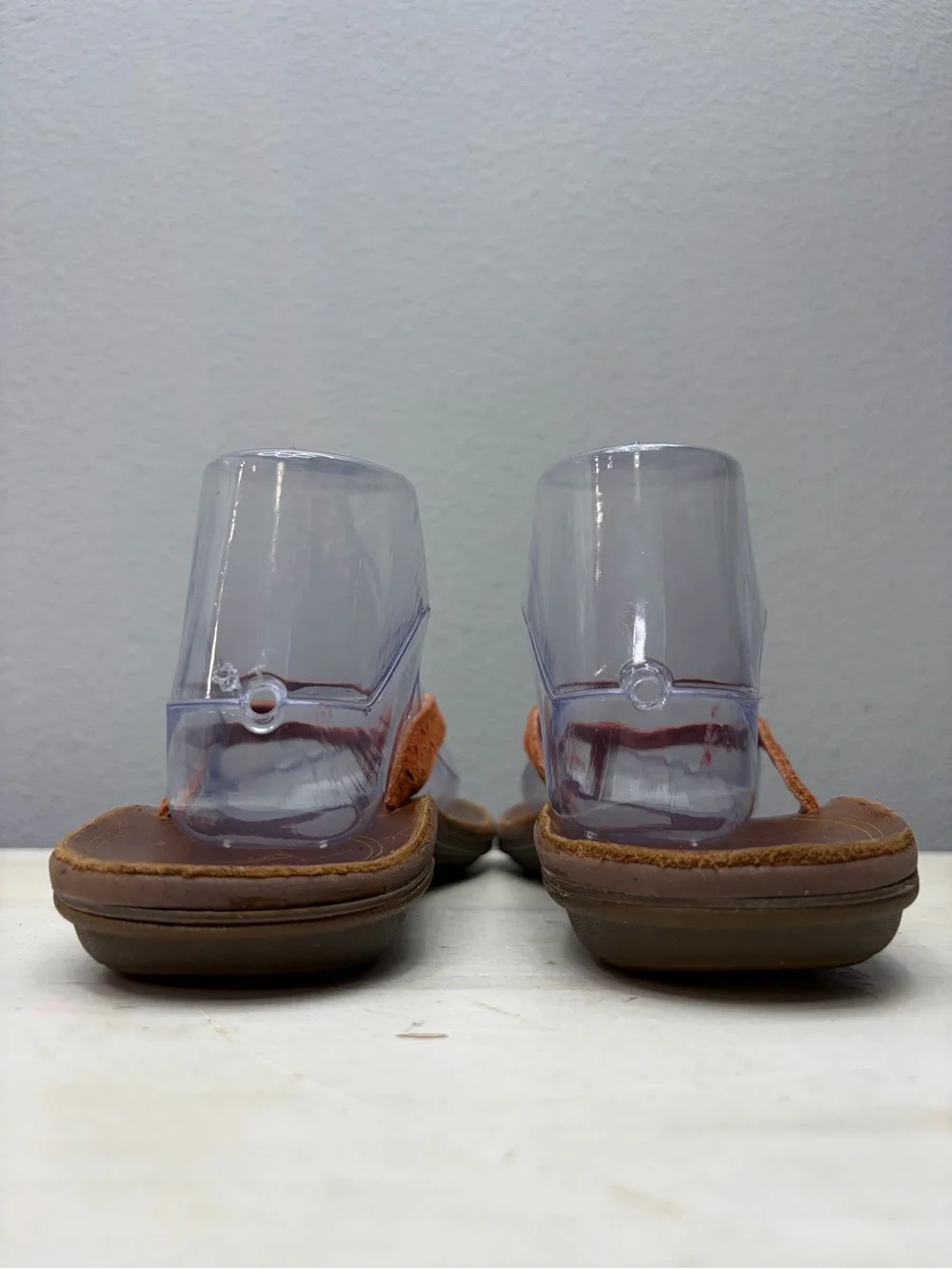 Olukai Orange Leather Puka Thong Sandals Size 8